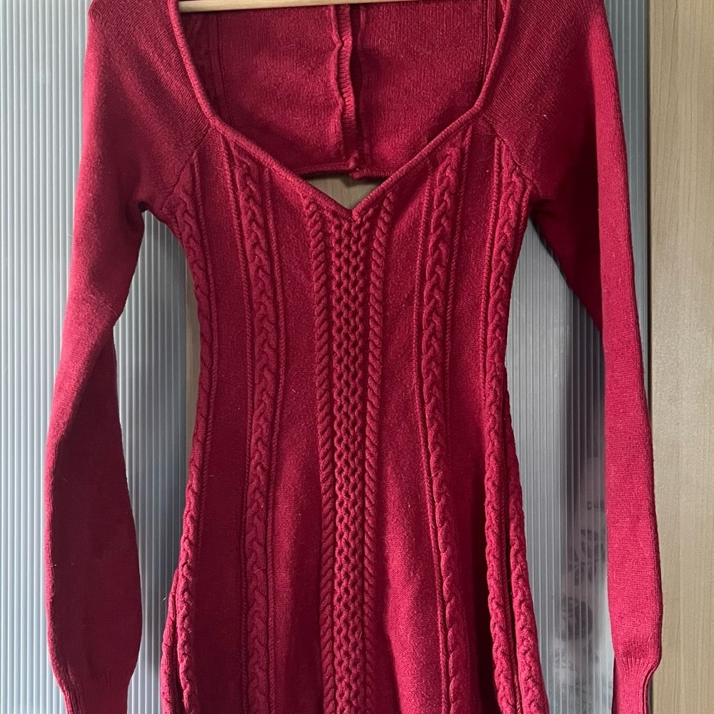 Elegant Red Knit Dress